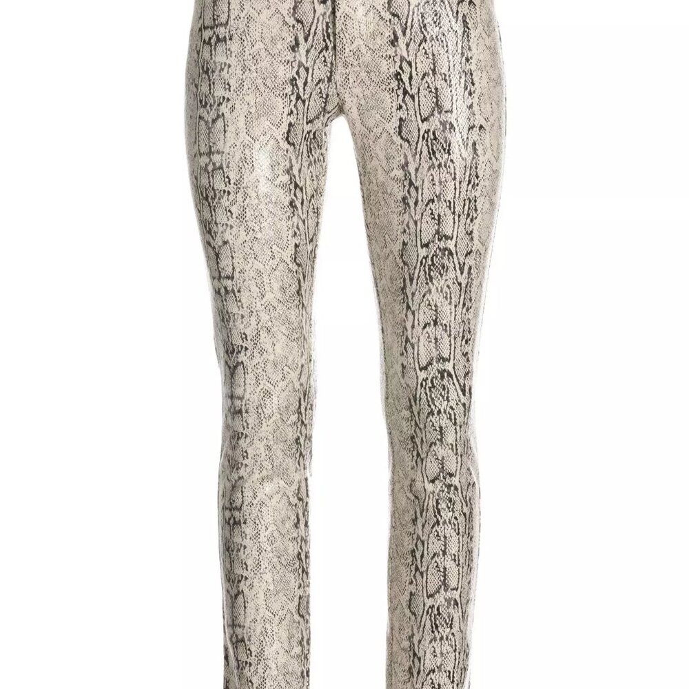 Boston Proper Shimmer Snake Print Five Pocket Pant - Off White- Size 12 - NWT